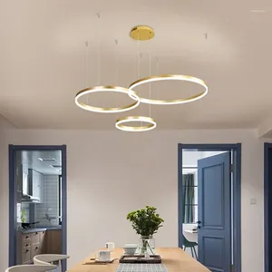 Ljuskronor modern minimalistisk kreativ personlighet runda 3/4 ring ljuskrona lyxig hängande inredning matsal LED -ljus