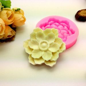 Baking Moulds 3D Beautiful Lotus Chrysanthemum Flower Silicone Soap For Fondant Cake Decorating Tools DIY Chocolate