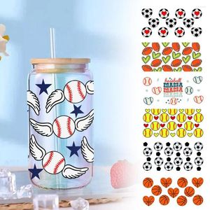 Window Stickers Ball Print Uv Dtf Transfers 16oz Cup Wrap For Diy Glass Waterproof Oil-resistant Tear-resistant Football Sticker M3c4