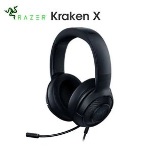 携帯電話イヤホンRazer Kraken X Essential Gaming Headset 7.1曲げ可能なCardioid Microphone 40mm Driver Unit Headphones Q240321付きサラウンドサウンドヘッドフォン