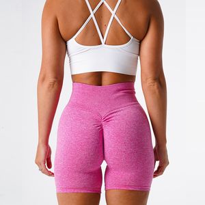 Shorts femininos Scrunch Shorts sem costura Womens Stretchy Workouts Leggins Curtos Ruched Fitness Outfits Lisonjeiro Forma Gym Wear Bordado NVGTN 230603