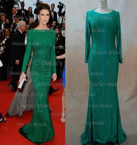 Inspired by 2013 Cannes Claudia Galanti Green Mermaid Backless Celebrity Evening Dresses with Long Sleeves Dhyz 01 Buy 1 get 1 fr4662112