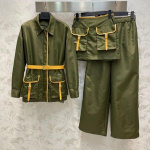 Women's Tracksuits 2024 Fashion Pocket Nylon Coat Set Casual Jacket Summer Shorts High Quality 1:1 Three-Piece