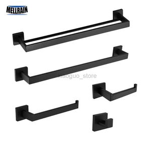 Towel Rings Matte Black Bathroom Hardware Accessories Towel Bar Towel Ring Toilet Paper Holder Robe Hook Hand Towel Holder 240321