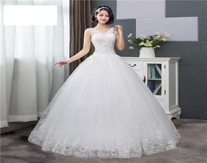 Andra bröllopsklänningar Sexig Vneck Lace Dress ärmlös Floral Print Ball Gown Fashion Simple Estidos de Noivasother8631427