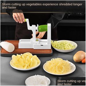 Frutas vegetais ferramentas mtifuncional cortador de corte espiralizador slicer salada descascador batata acessórios cozinha cesta entrega gota dhybt