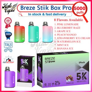 Orijinal Breze Stiik Box Pro 5000 Puf Verilebilir E Sigara Vaper Bar Şarj Edilebilir 950mAh 12ml 5k Puf