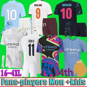 Haaland czwarte koszulki piłkarskie 23 24 25 de Bruyne Mans Cities Grealish Gvardiol Foden 2023 Special Trzecia koszulka piłkarska Mężczyźni Kids Alvarez Rodrigo Mundury Nowy Rok