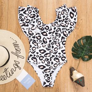 Costume da bagno da donna con colletto arricciato Bikini con stampa leopardata Costume da bagno 2024 Trend Donna Costume intero da bagno Costume da bagno Bikini Set Mujer Beachwear