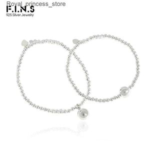 Charme Pulseiras F. I.N.S Womens Classic Round Beads Authentic 925 Sterling Silver Handmade Frisado Womens Exquisite Jewelry Q240321