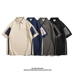 Men's Polos Fashion Special Unique Design Polo Contrast Color For Men Top Baggy Male Clothes Shirt High Brand Quality Regular Fit Cotton
