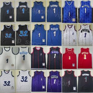 Retro Basket Penny Hardaway Maglie Uomo Vintage Tracy McGrady Camicia 1 Ritorno al passato Ricamo e cucito a righe Blu Bianco Nero Rosso Viola Alta qualità in vendita