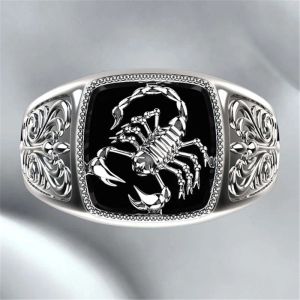 Gothic-Stil Punk Skorpion männlich Retro 14K Weißgold Ring Skorpion Muster Ringe für Männer Schmuck Großhandel