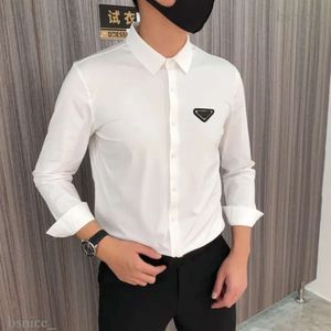 Designer camisa masculina vestido camisa moda sociedade homens cor sólida negócios casual mens manga longa tamanho M-4XL 721