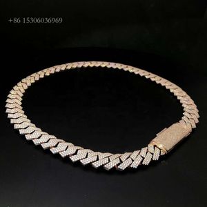 Factory Custom Real S 9K 14k Gold Iced Out Moissanite Lab Grown Diamond Hip Hop Cuban Chain Halsband