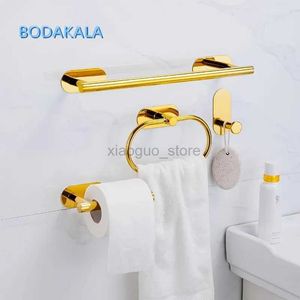 Portasciugamani senza foratura Portasciugamani in acciaio inossidabile Portarotolo Portasciugamani autoadesivo Porta accappatoio Set di accessori da bagno bianco argento oro 240321