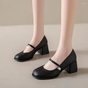 Scarpe eleganti 2024 Oxford per donna Sweet Lolita Donna Slip On Tacchi alti quadrati Punta tonda solida Décolleté con perle Taglia 34 - 40