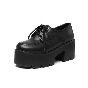 Buty sukienne mstyle ręcznie robione klasyczna czarna platforma Oxford Women Mokejki Summer jesienne koronki w górę grube płaskie panie punkowe Chunky Pumps