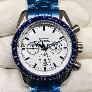 Chronograph Superclone Watch zegarki na nadgarstek luksusowy projektant mody Auto mechaniczny chaoba sześć przypinek niebieskie koło biała twarz Full -Automatyczne KL015 MENS MONTREDELU