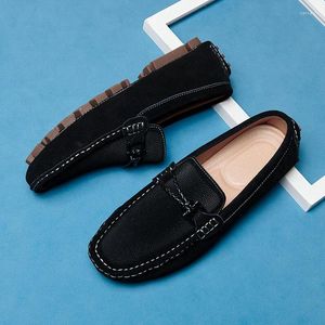 Scarpe casual Moda Uomo Mocassini Mocassini classici Uomo Guida Mocassino italiano Retro Calzature da uomo Scarpe scamosciate fatte a mano da uomo