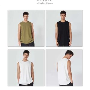 Tank-Top gepaart mit trendiger, cooler, atmungsaktiver Sport- und Fitness-Oberbekleidung, lockerer Schulter, ärmelloses Herren-T-Shirt aus reiner Baumwolle im Sommer