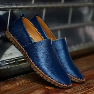 Casual Shoes Big Size 38-50 Men Genuine Leather Soft Slip On Breathable Hole Luxury Loafers Mens Flats Man Moccasins