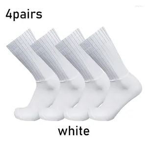 Sports Socks 2024 Aero Pure Color Cycling 4Pairs/Set Silicone Non-Slip Pro Racing Bicycle Summer Cool Calcetines