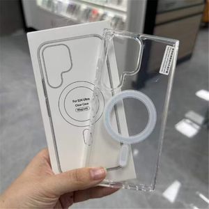 Magroge Transparent Clear Acrylic Magnetic Phone Cases with N52 Magneter för Samsung Galaxy S23 S24 Ultra Premium Clear Chock Strong Strong Hard Cellphone Cover