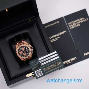Berühmte AP-Armbanduhr Epic Royal Oak Offshore 26470OR Herrenuhr mit schwarzem Zifferblatt, 18 Karat Roségold, Chronograph, automatische mechanische Schweizer Uhr, Namensuhrenset mit einem Durchmesser
