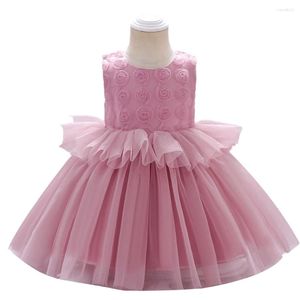 Girl Dresses Kids Toddler Flower Baby Dress Elegant Bow 1st Birthday Christening Princess For Wedding Prom Gown