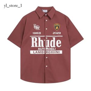 23SS Classic Rhude Camisa Verão Tecido Pesado Casal Designer de Moda Marca Polos Camisas Camiseta Homens Po para Mens Novo Estilo Camisa Polo de Alta Qualidade Tamanho EUA 4508