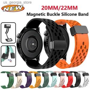 Watch Bands 20mm 22mm Magnetic Buckle Strap for Amazfit GTR 4 3 3Pro 42 47 Sile Bracelet Correa for Amazfit Bip 3 3Pro GTS 2e 3 4 4mini Y240321