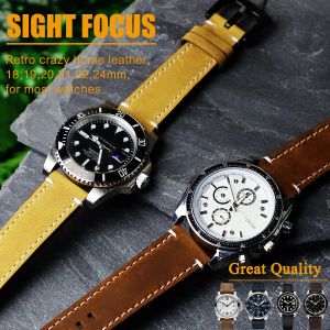 Componenti 18mm, 19mm, 20mm, 21mm, 22mm, 24 mm in pelle vintage cinghia per orologi a rilascio rapido per orologi per samsung huawei iwc watchbands