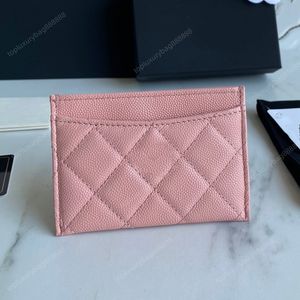 10a högkvalitativa korthållare Luxury Purse Wallet Designer Pink Purse 11cm Cowhide Caviar äkta läder Vit Purse Mini Holder Presentförpackning Kort plånbok