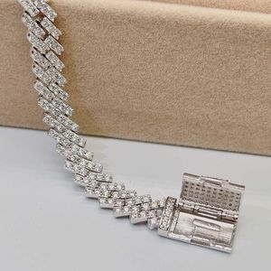 2022 Ювелирные изделия из стерлингового серебра, ожерелье, браслет, 8 мм, VVS, муассанит, ледяной кубинский браслет-цепочка