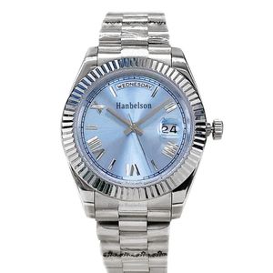 2021 New Mens 시계 날짜 손목 시계 로마 아이스 블루 다이얼 자동 역학 41mm Sapphire Glass Daydate Wristwatches2172