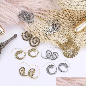 Dangle Chandelier Earrings 8 Different Designs Ethnic Style Feather Shape Gear Hollow-Out Sier Plated Golden Drop Women Delivery Jewel Otmvj