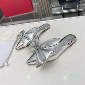 Bow Baotou Half-Slipper 2024 Fairy Style Flat Top Casual One-Shoe tofflor