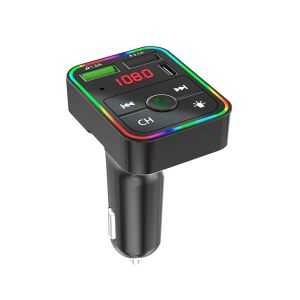 Car F2 Charger BT FM Transmitter Dual USB Fast Charging PD Type C Ports Handsfree Audio Receiver Auto MP3 Player for Cellphones ZZ