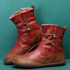 Botas botas femininas 2022 novo couro quente quente sapatos de pelúcia curta menina botas de tornozel