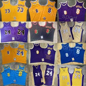 Retro 1999 2001 2002 Basquete Autêntico Dennis Rodman Jerseys 73 Homem Vintage Bryant 24 Reminiscência 2007 2008 1996 1997 1998 Todas as Costuras Respiráveis Roupas Atléticas