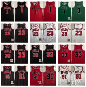 Autêntico costurado retro retro basquete jerseys 1 Derrick Rose 23 Michael 33 Scottie Pippen 91 Dennis Rodman Top Jersey