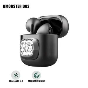 Cell Phone Earphones DMOOSTER D02 EDC Bluetooth Wireless Earphone Magnetic Slider Pressure Relief Metal TWS Headpohone Charging Case Sport earbuds Q240321