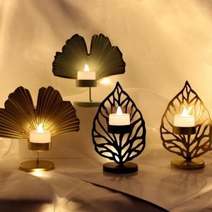 Ljusstakarhållare bladlöv ljusstake ornament skrivbord för levande ljus middagsatmosfär dekorer enkla installation