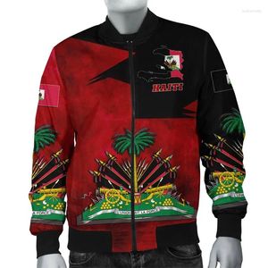 Men's Jackets 2024 3D Printed Haiti Jacket National Flag Coat Of Arms Men Jiackets Women Long Sleeve Kid Street Christmas Clothes