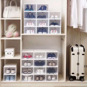 Foldable Boxes Storage Multicolor Clear Shoe Plastic Transparent Home Organizer Stackable Display Superimposed Combination Shoes s