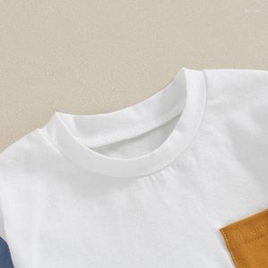 衣料品セットLEDY CHAMPWIIN幼児の男の子夏の服装カラーブロック短袖Tシャツプルオーバートップジョガーショーツセットセット