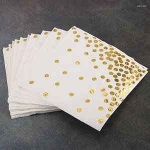 Party Decoration Gold Dot Cocktail Napkins (50 Pack)3-Ply Paper With Foil Polka Dots Perfect For Birthday Baby Shower