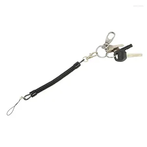 Keychains hummerlås krok Spring Stretchy Coil Keyring Keychain Rem Rope Cord Swivel Clips Key
