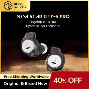 Mobiltelefonörlurar Rose Technologies Star City 5 Pro flaggskepp 1DD+2BA HIFI Hybrid i öronhörlurar med högupplösta hörlurar Q240321